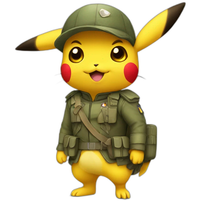 pikachu wearing soldier clothes emoji