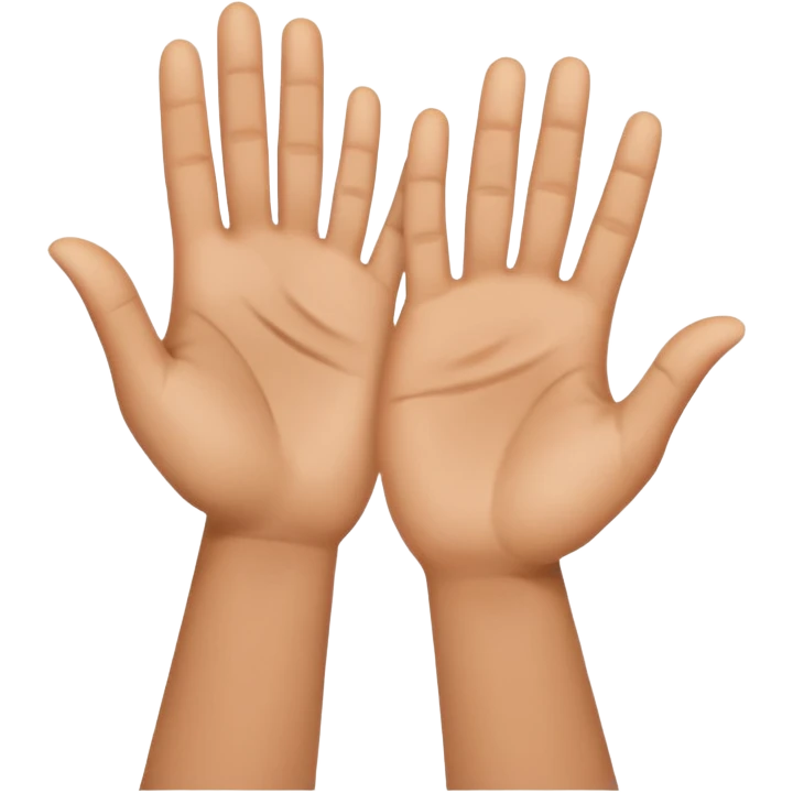 Face with person giving themselves a high five. hands should be touching with visual showing a clap emoji