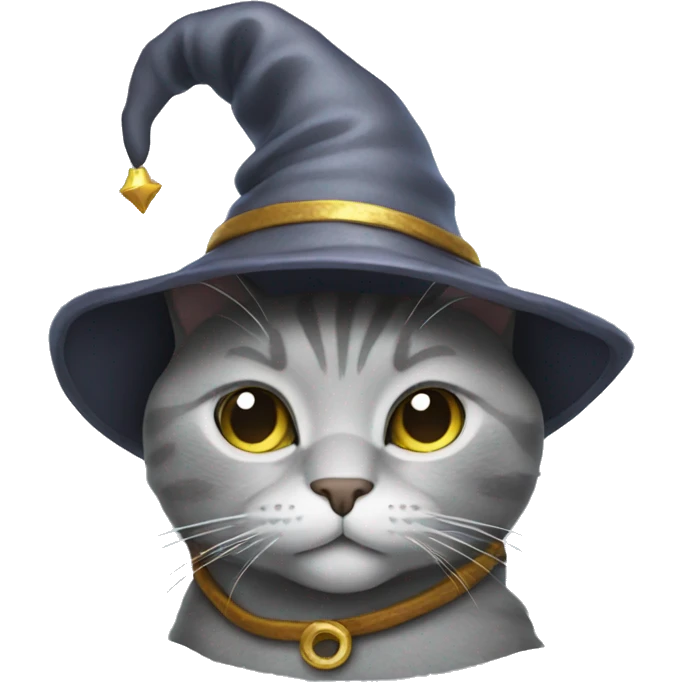 Grey cat with wizard Hat emoji