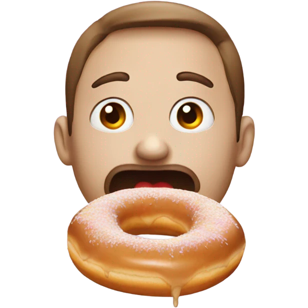 Emoji eating a white glazed donut emoji