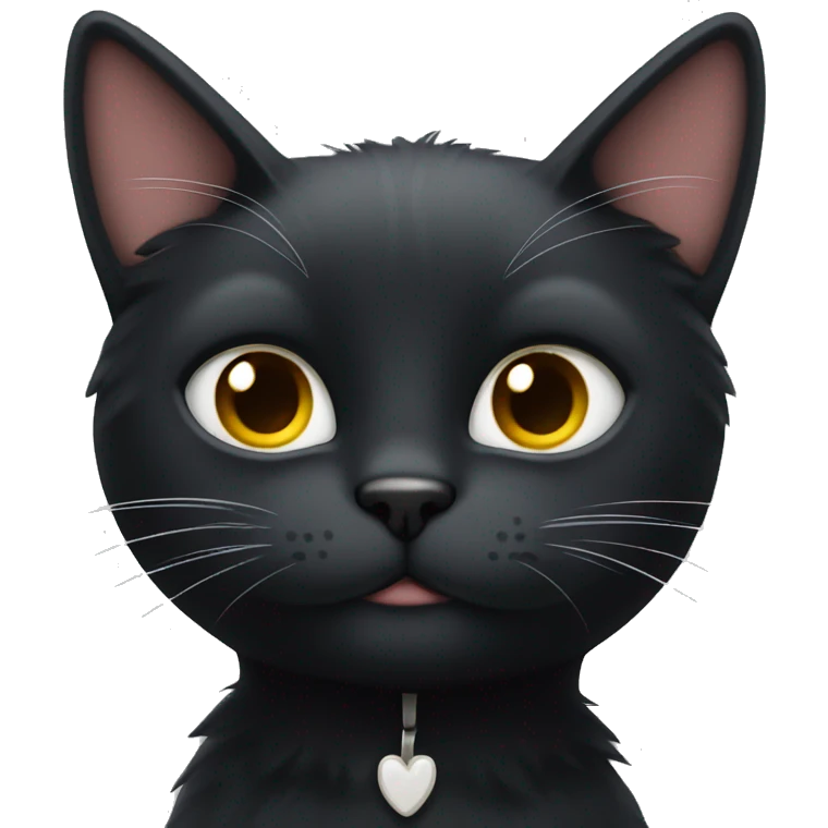 black cat with white hair on chest emoji