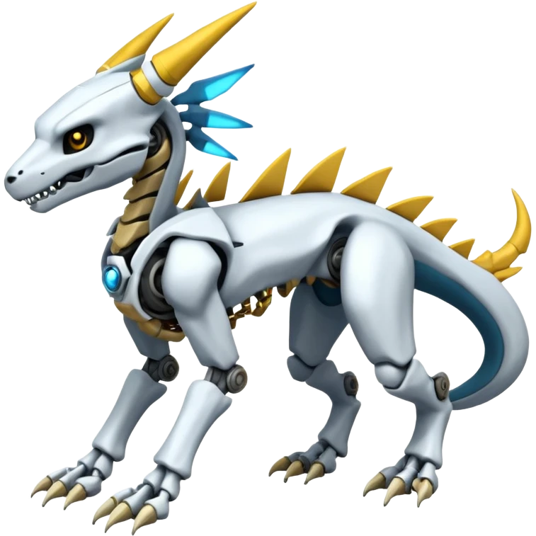 futuristic Skeleton-Cyborg-Reshiram-Manectric-Electrike-Salandit-Cubone-Umbreon-Marowak-Draco-Fakémon-hybrid-creature (full body), 4 legs emoji
