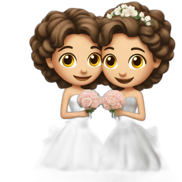 Two girls Just married in love emoji