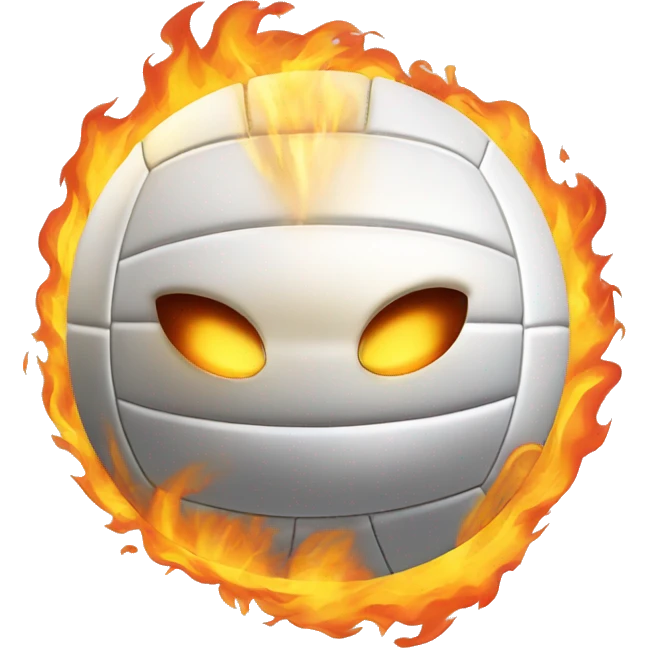 All white Volleyball with flames shooting of it emoji