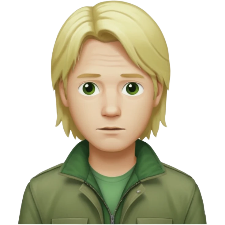 james silent hill a man with blonde long  hair and green jacket emoji