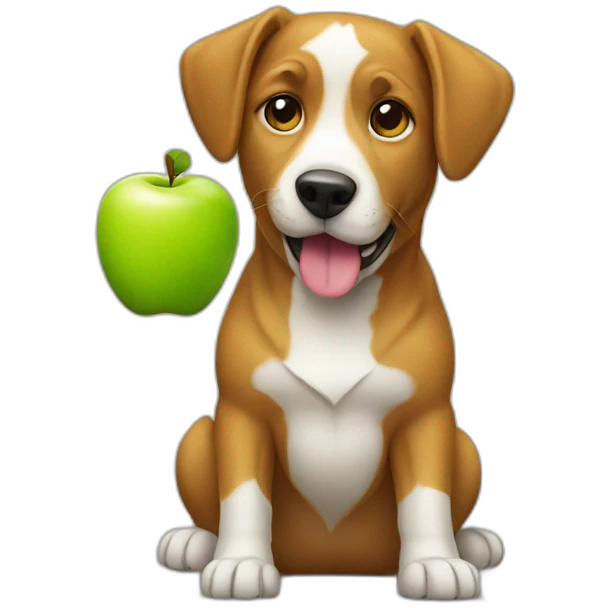 Dog with apple emoji