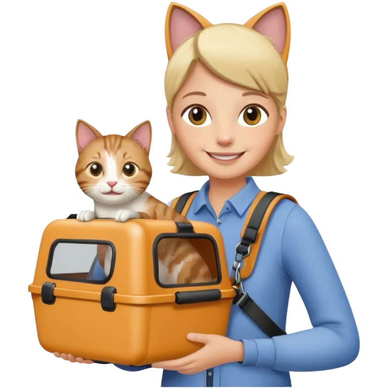 Walker + cat in carrier, Pet Walkers. emoji