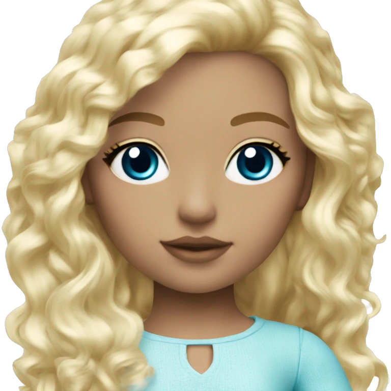 ocean blue doll eyes, blonde hair, feminine, pink, girl, angelic emoji