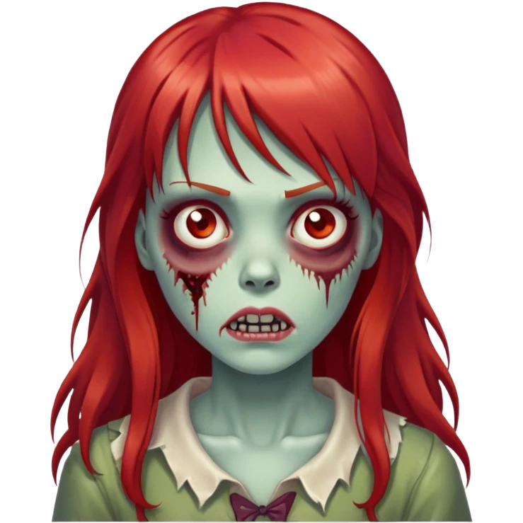 long red hair zombie girl with bangs emoji
