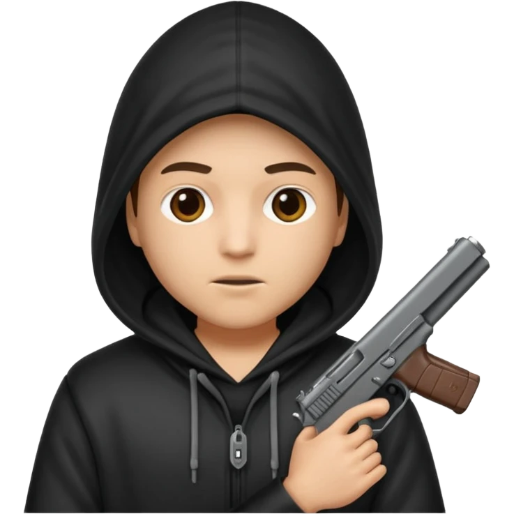 Una persona encapuchada con una pistola que no se ve a la cara emoji