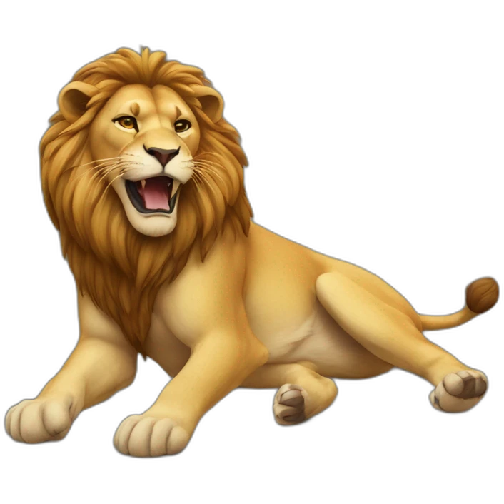 supine lion playing emoji