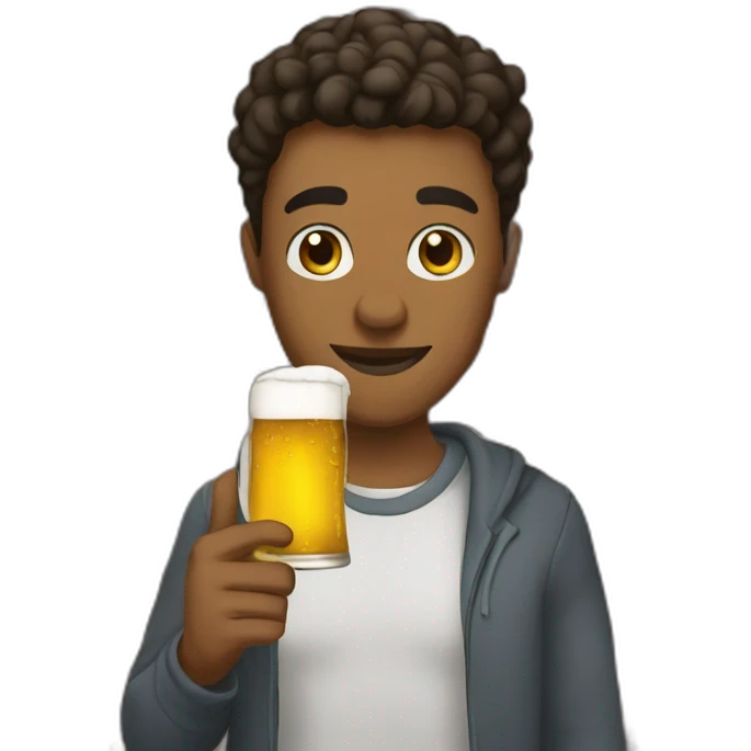 Students in fraternity with beer in hand emoji