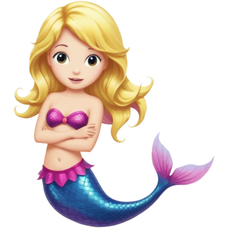Mermaid with blonde hair and pink tail emoji