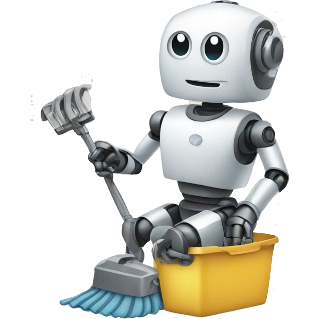 A robot doing chores emoji