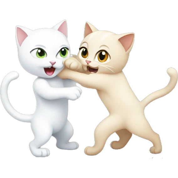 A white cat and a brown cat fighting emoji