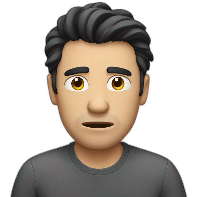 stressed man with dark hair that sticks up emoji