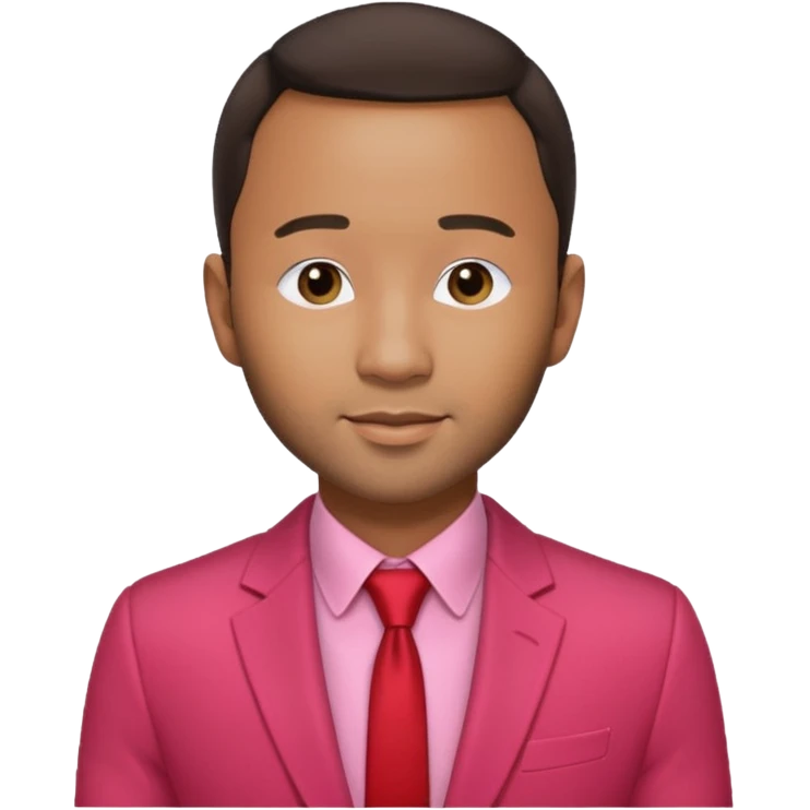 John Legend with dark brown hair, red and pink suit emoji