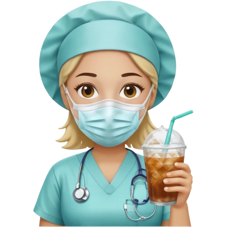 nurse holding iced drink emoji