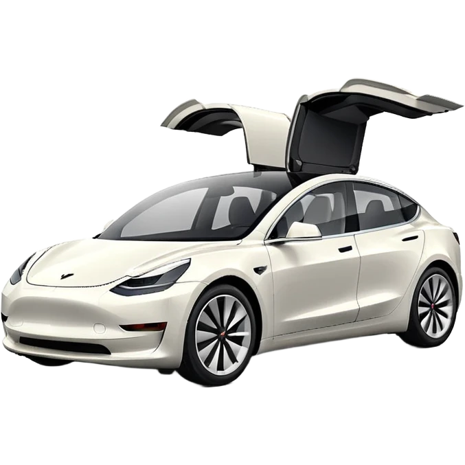 Tesla model 3 white. Icon. In a hurry. No wings  emoji