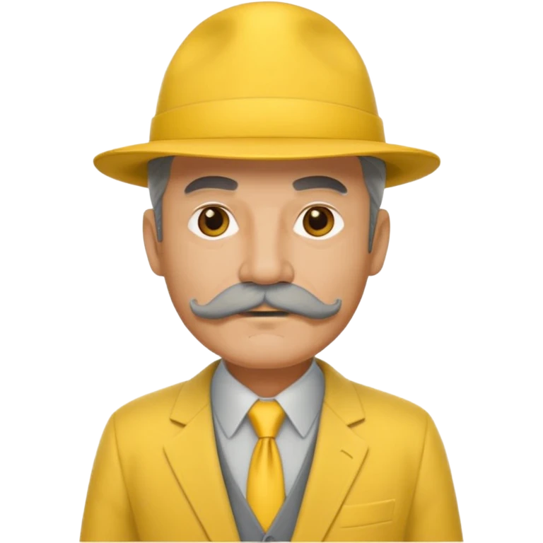 middle aged mobster with yellow colored suit and hat and grey mustache and grey beard emoji