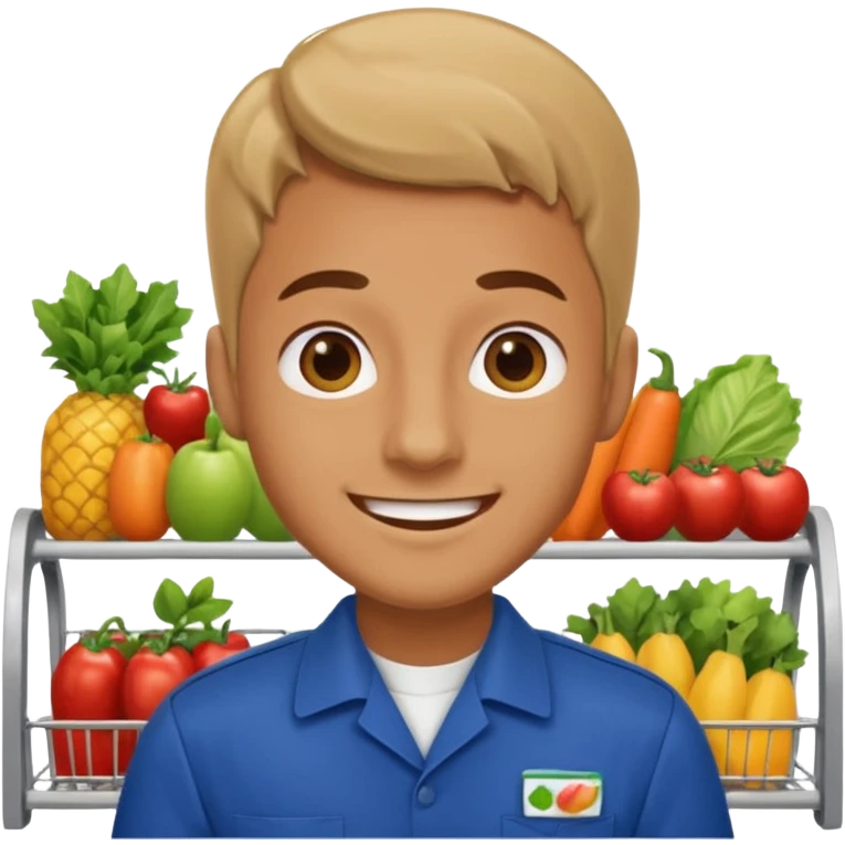 Happy man working in a supermarket emoji