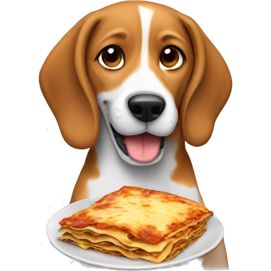 Beagle eating lasagna  emoji