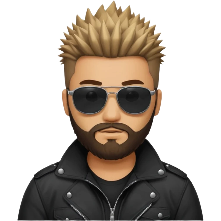 biker gang with black sunglass and rugged and bulky guy bearded spicks hair black jacket emoji