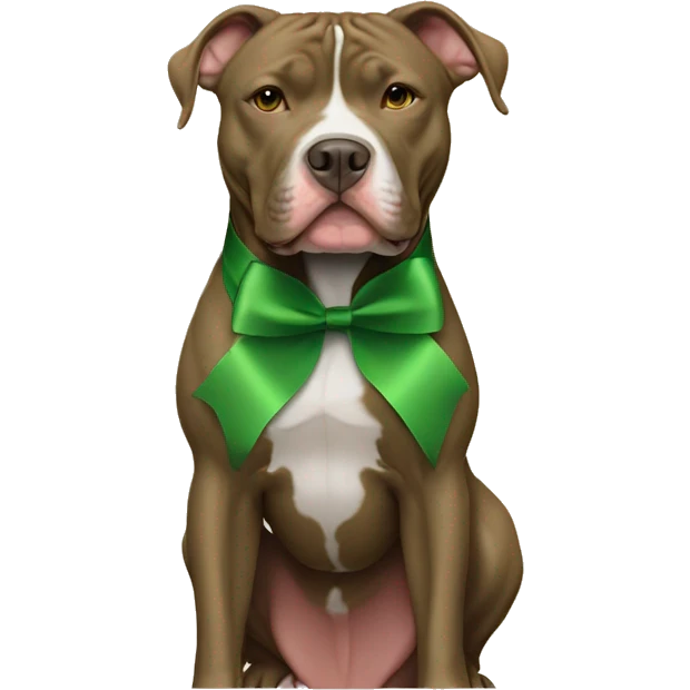 Green ribbon on tan Pitbull just head no body emoji