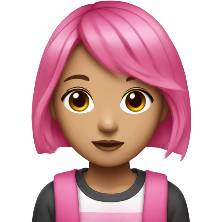  Korean young girl, hot pink split-dyed hair emoji