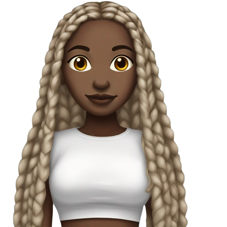 Milk chocolate skinned girl with black to blonde box braids emoji