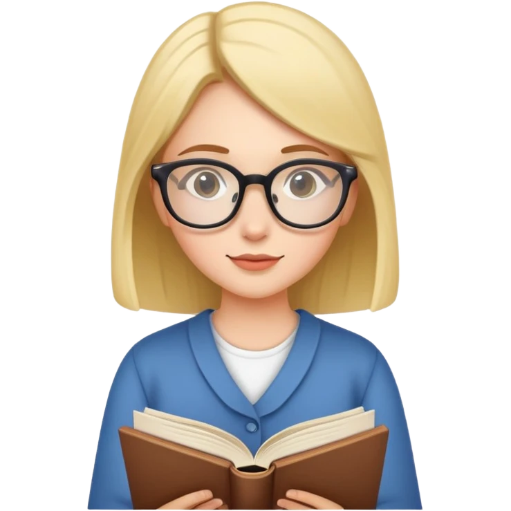 girl reading a book with glasses emoji