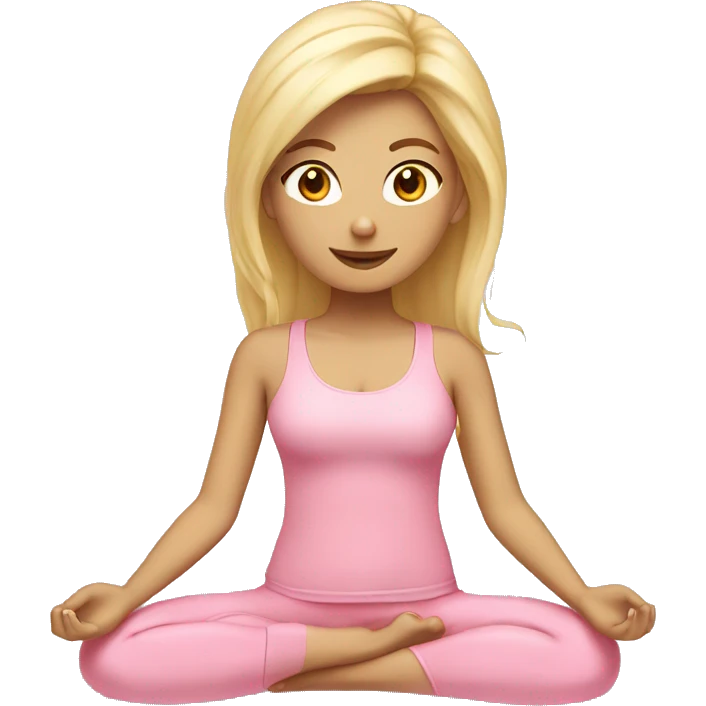 blonde yoga girl light pink clothes n emoji