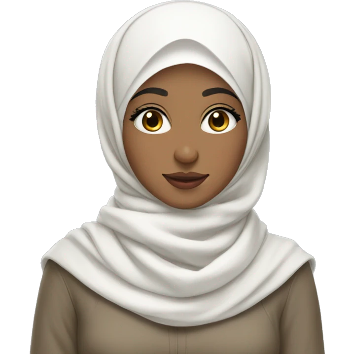 cute hijabi in a white hijab with winter makeup with winter clothes  emoji