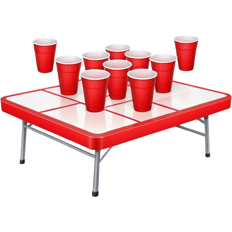 beer pong with a few cups and ping pong ball emoji