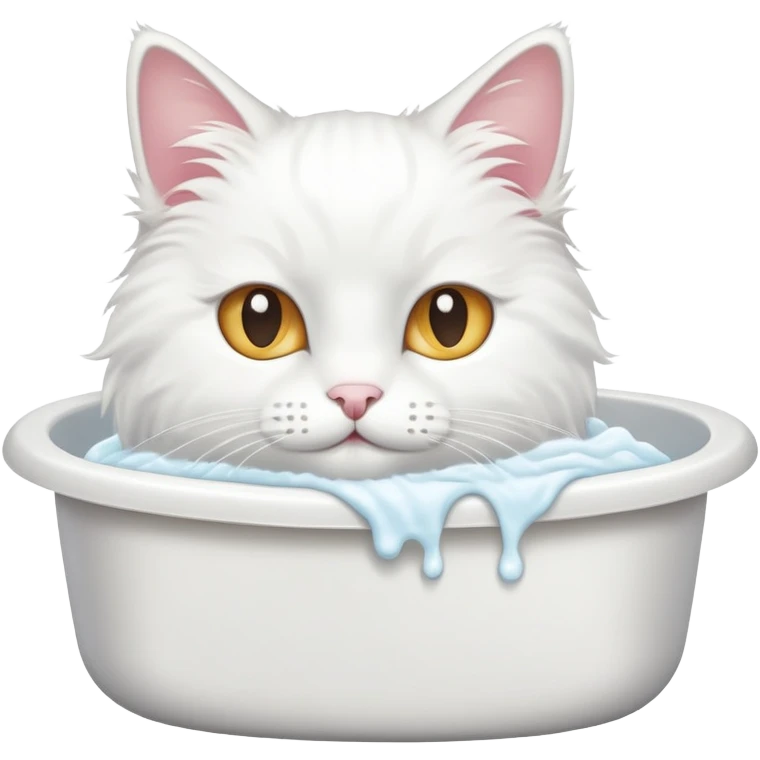 The white cat washes up emoji