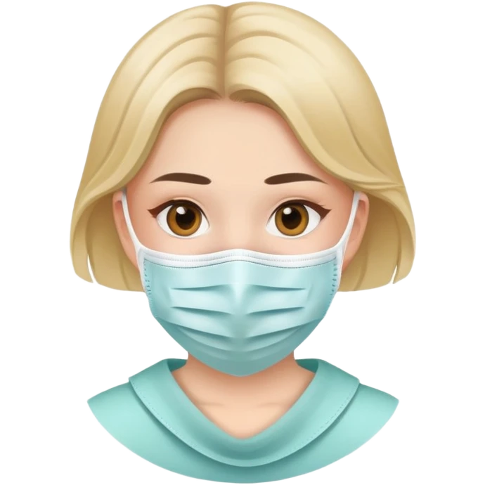 Crea a una niña sentada con una mascarilla  emoji
