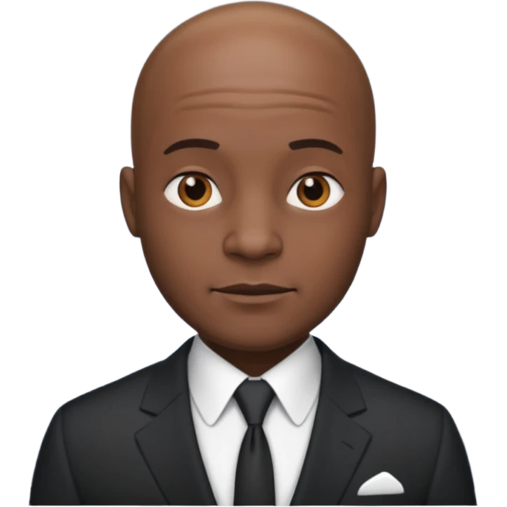 Black man, bald, in a suit emoji