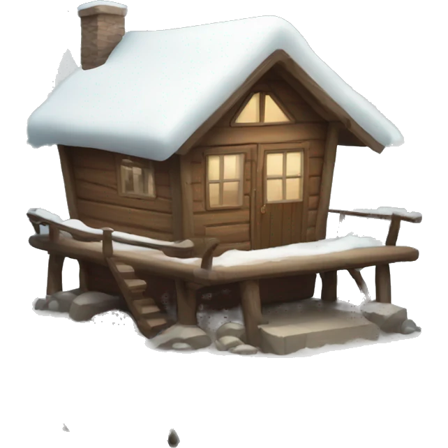 Forest cute winter cabin emoji