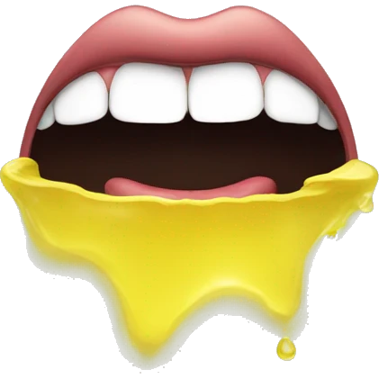 mouth with yellow water emoji