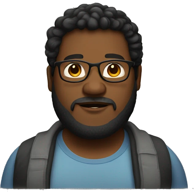 A black-haired fat guy with fair skin brown eyes and with glasses and a beard  emoji