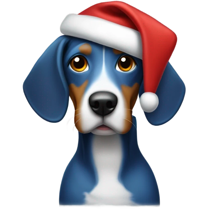Blue tick coin hound in Santa hat emoji