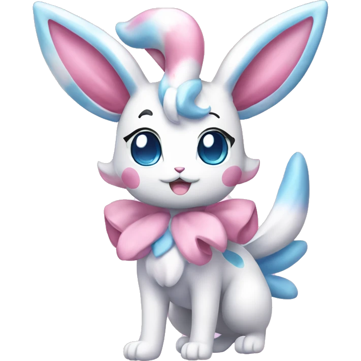 Kawaii Gorgeous Beautiful Pretty Shiny Sparkly Sylveon-Pokémon full body emoji
