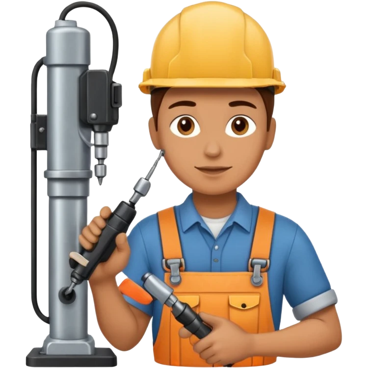 emoji of a human operator who's drilling a panel. cartoon style emoji