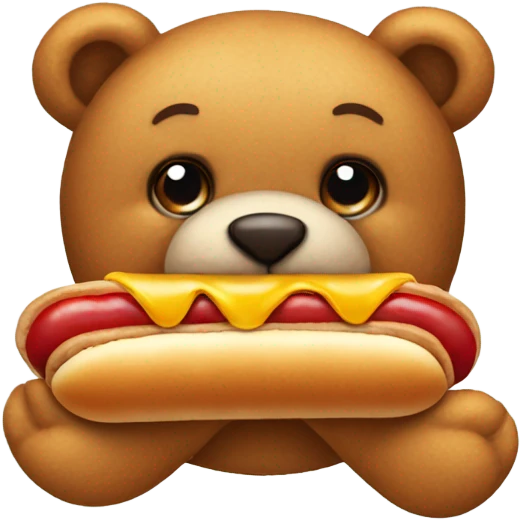 Teddy bear eating a hotdog emoji