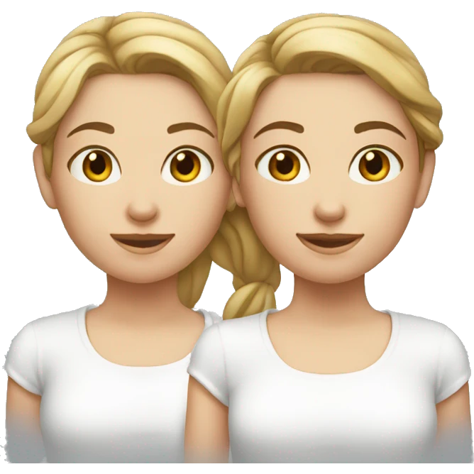 two caucasian girls wearing white shirts emoji