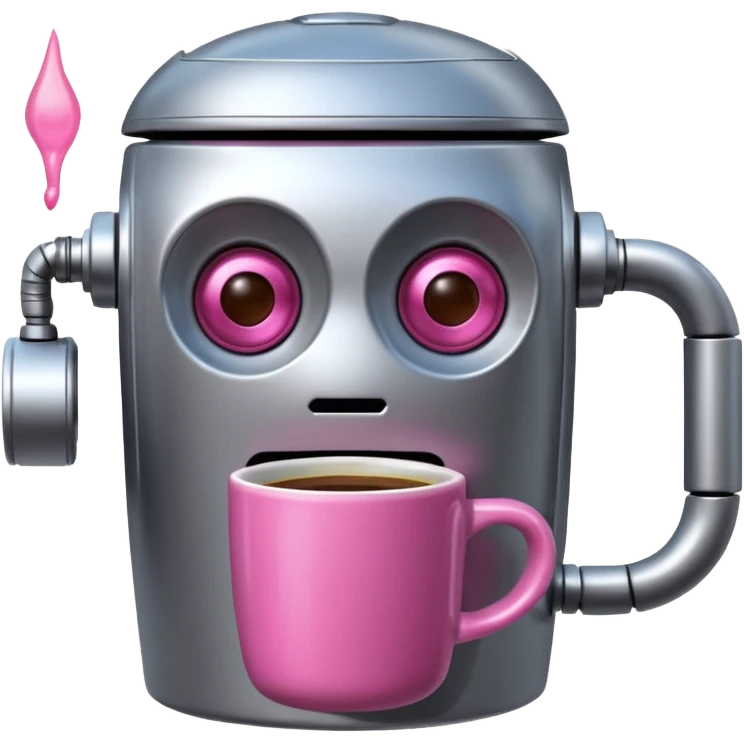 robot drink pink coffee emoji