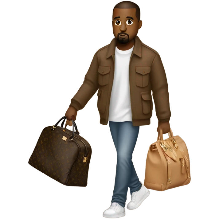 kanye west holding a louis vuitton bag emoji