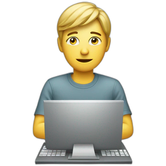 person at computer with money eyes emoji