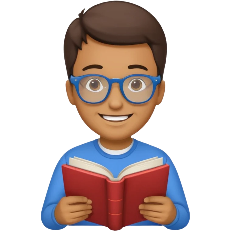 man reading a book colored glasses emoji