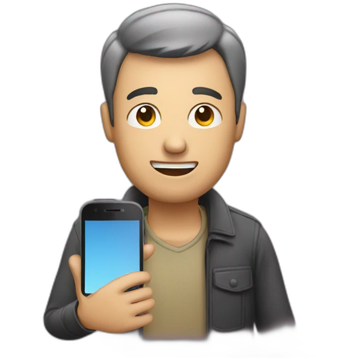 A man talks into a mobile phone emoji